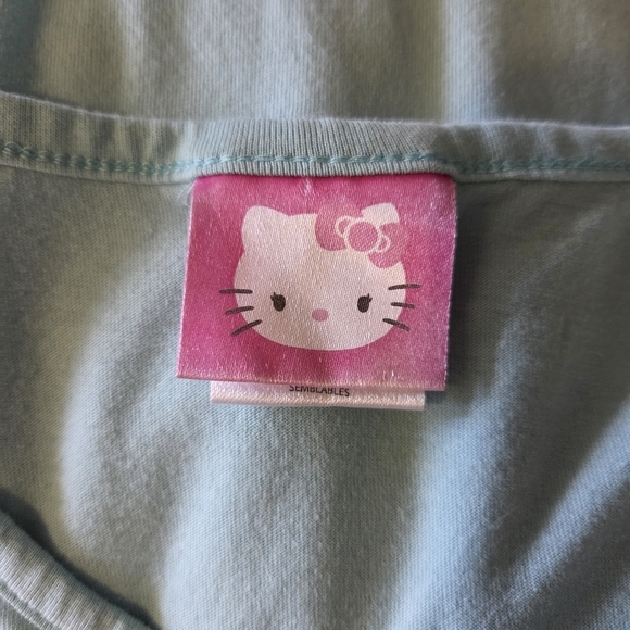 ⭐️Hello Kitty Blue and White Short Sleeve Tee Size L  No Size Tag - Picture 5 of 6